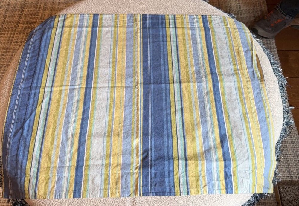 Pottery Barn Striped Sham Pillow Cover Blue Yellow Cotton Standard Set Of 2